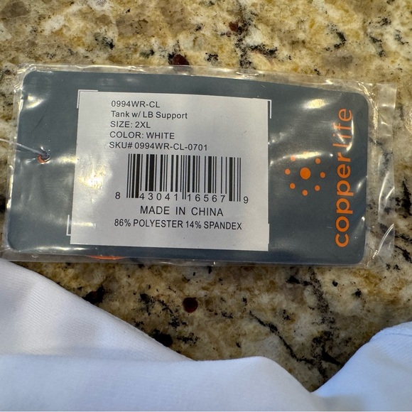 CopperLIFE NEW Women's White Tank Top 2XL XXL - Picture 3 of 3